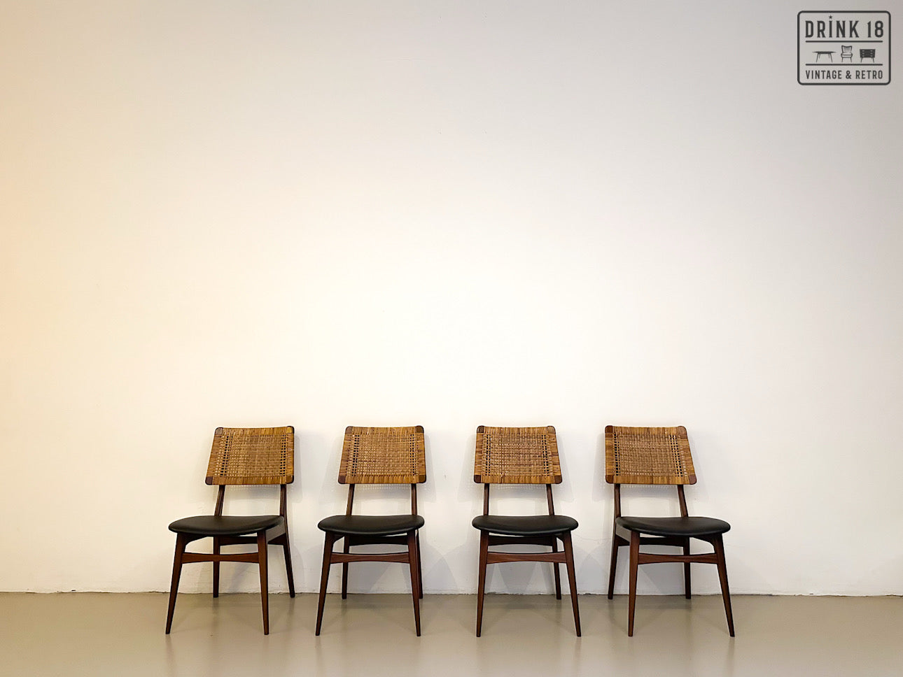 Jensen & Lykkegaard - Vier rotan eetkamerstoelen