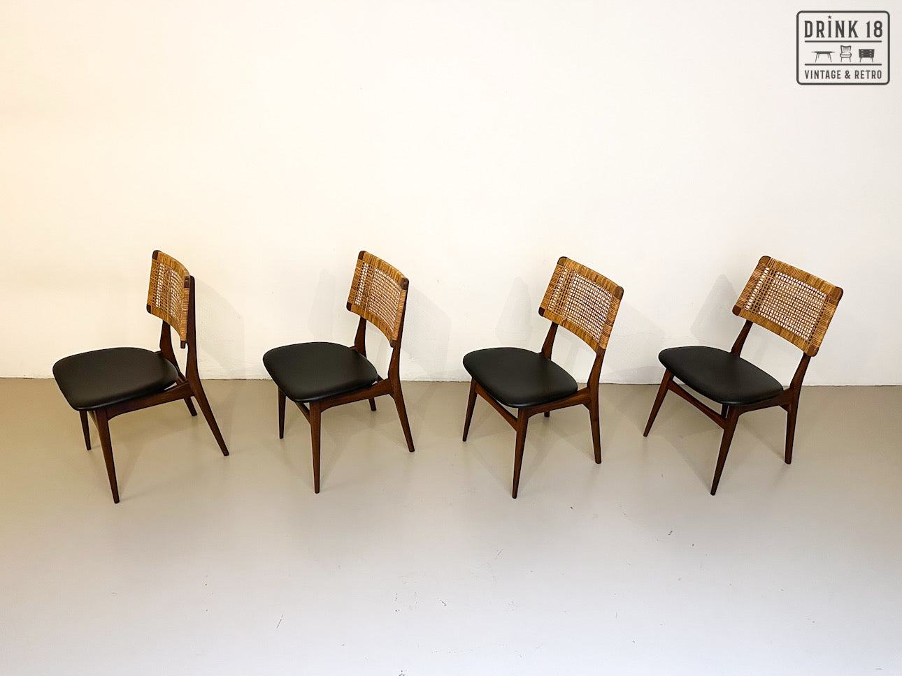Jensen & Lykkegaard - Vier rotan eetkamerstoelen