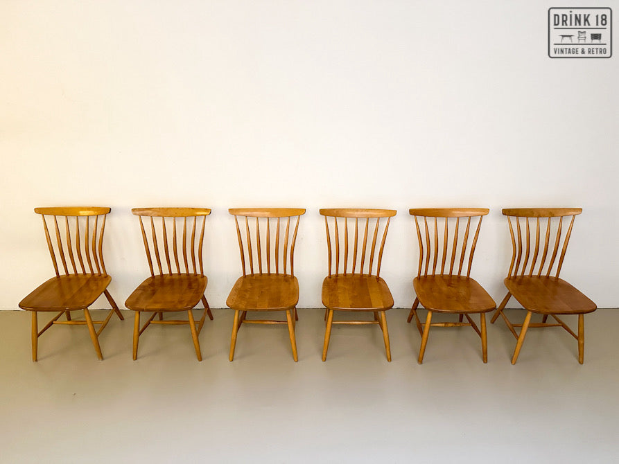 Zes Akerblom Spijlenstoelen - Bengt Akerblom & Gunnar Eklöf