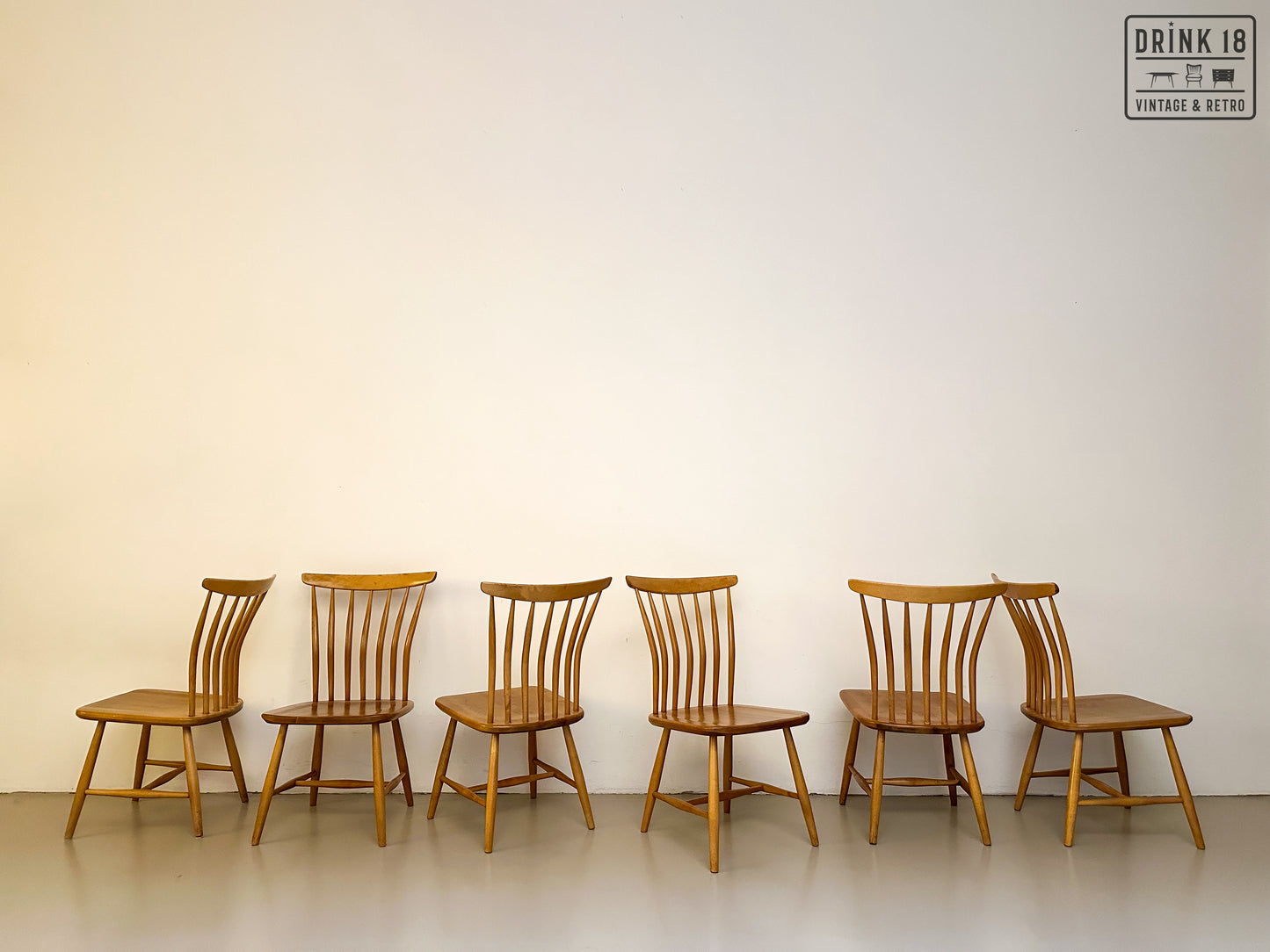 Zes Akerblom Spijlenstoelen - Bengt Akerblom & Gunnar Eklöf