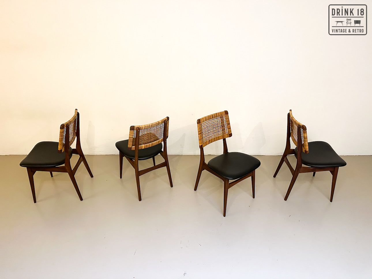 Jensen & Lykkegaard - Vier rotan eetkamerstoelen