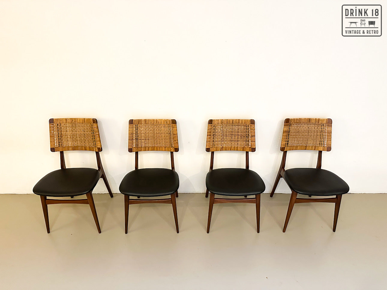 Jensen & Lykkegaard - Vier rotan eetkamerstoelen
