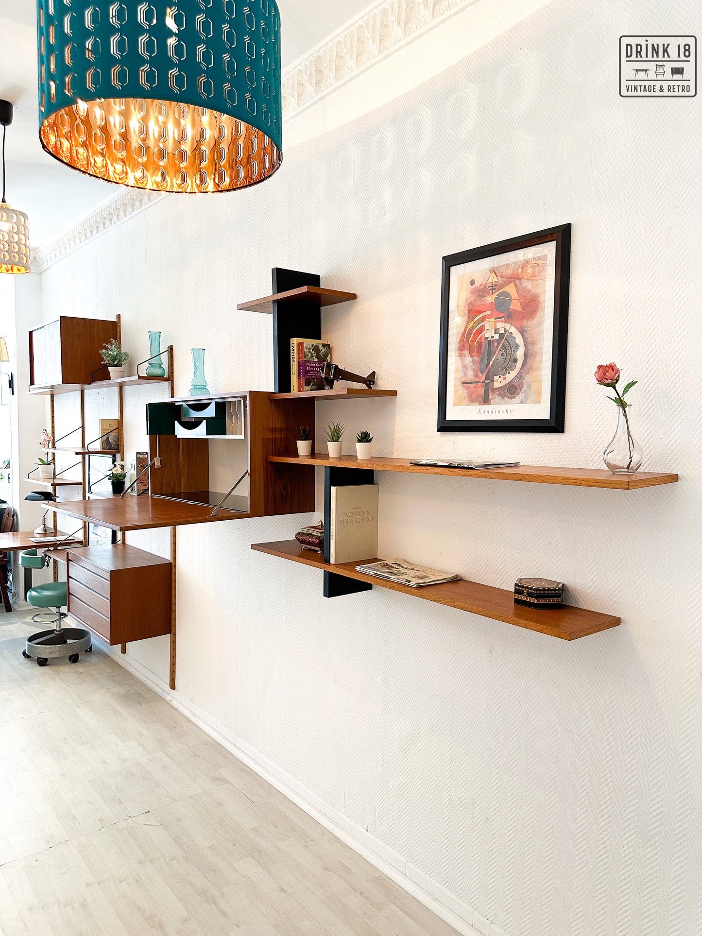 Vintage design - Wandsysteem met bureaublad