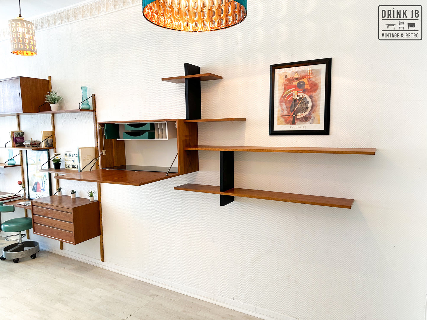 Vintage design - Wandsysteem met bureaublad