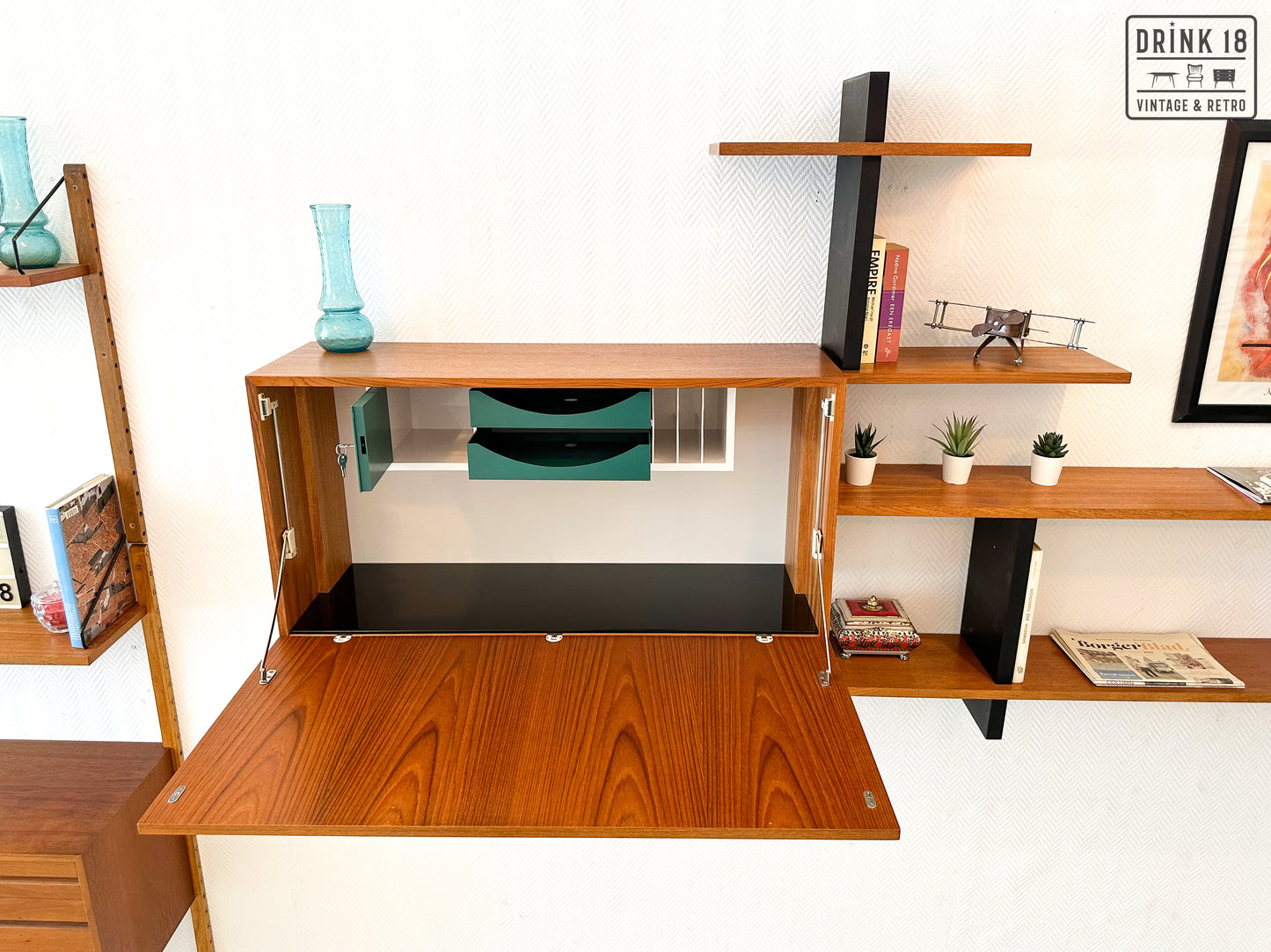 Vintage design - Wandsysteem met bureaublad
