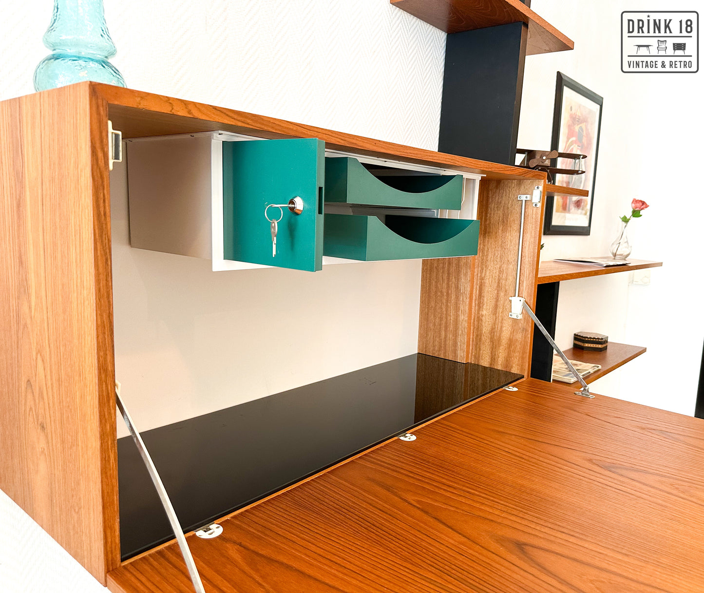 Vintage design - Wandsysteem met bureaublad