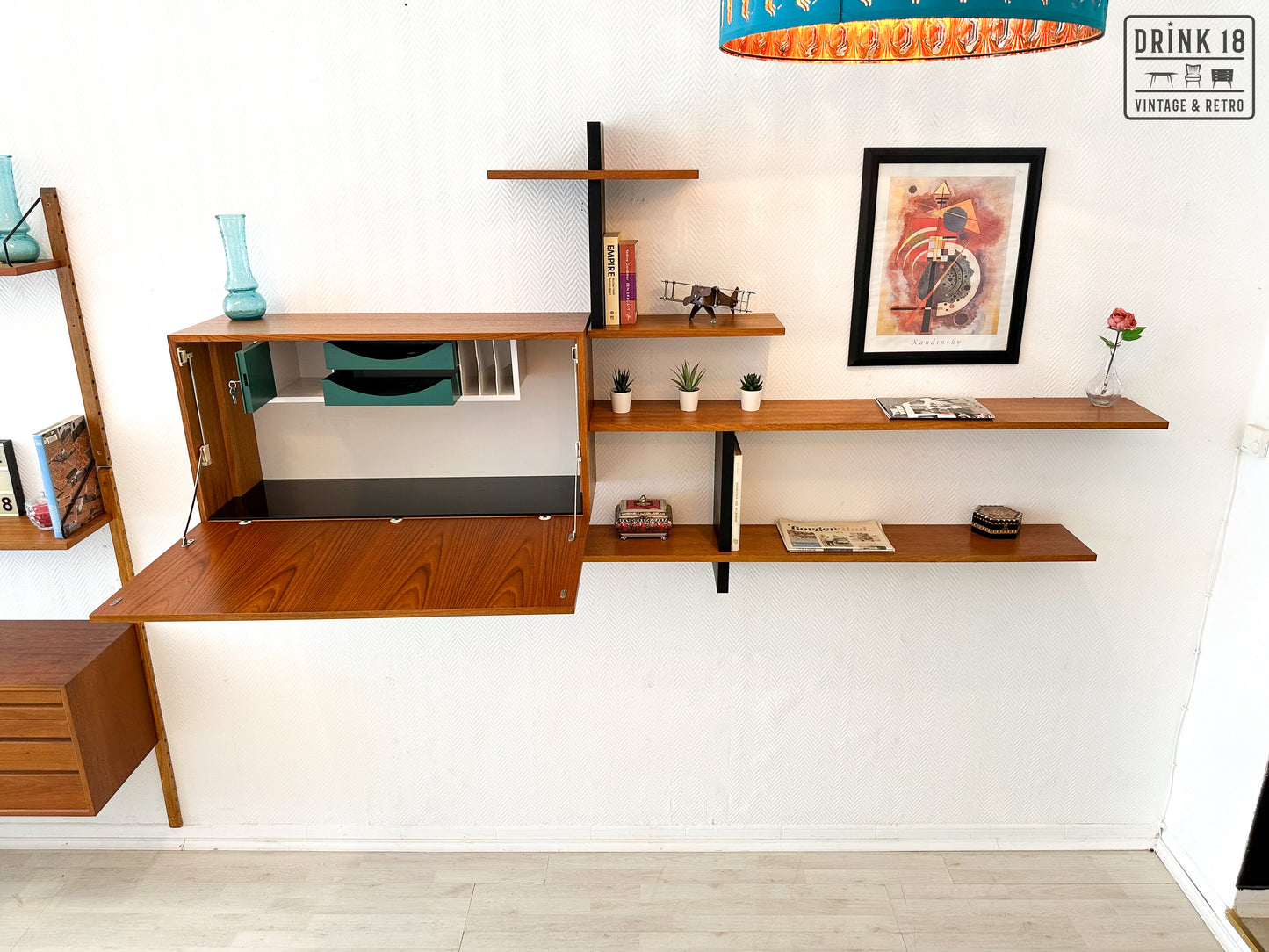 Vintage design - Wandsysteem met bureaublad