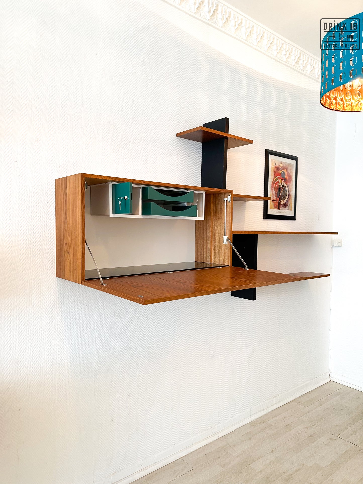 Vintage design - Wandsysteem met bureaublad