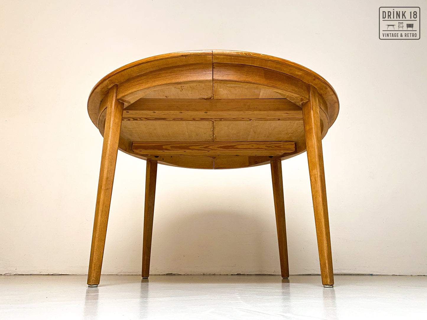 Vintage - Verlengbare ronde eettafel XL