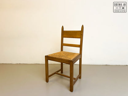 Brutalist - Set van acht eetkamerstoelen met gevlochten zitting