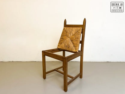Brutalist - Set van acht eetkamerstoelen met gevlochten zitting