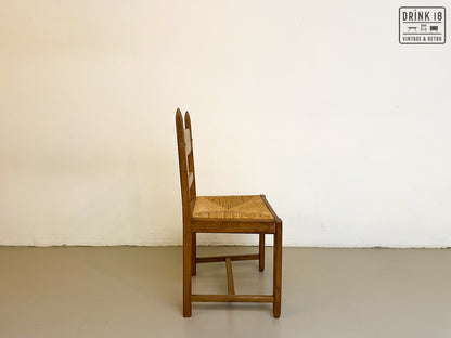 Brutalist - Set van acht eetkamerstoelen met gevlochten zitting