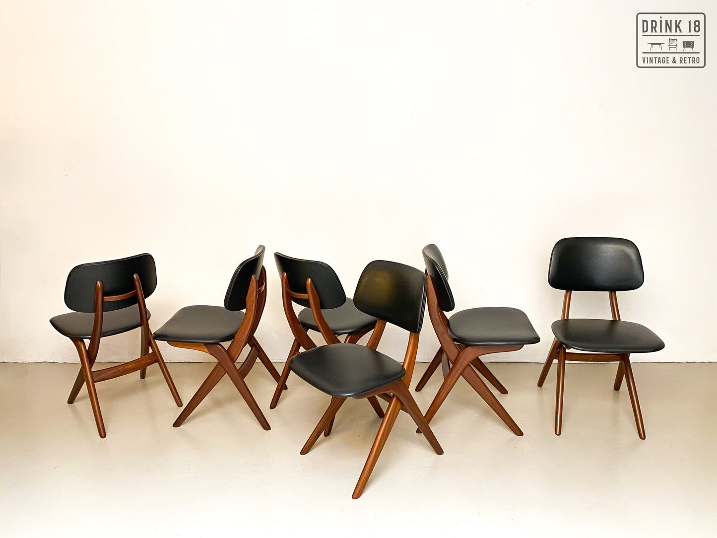 Zes Schaar-serie stoelen - Louis van Teeffelen