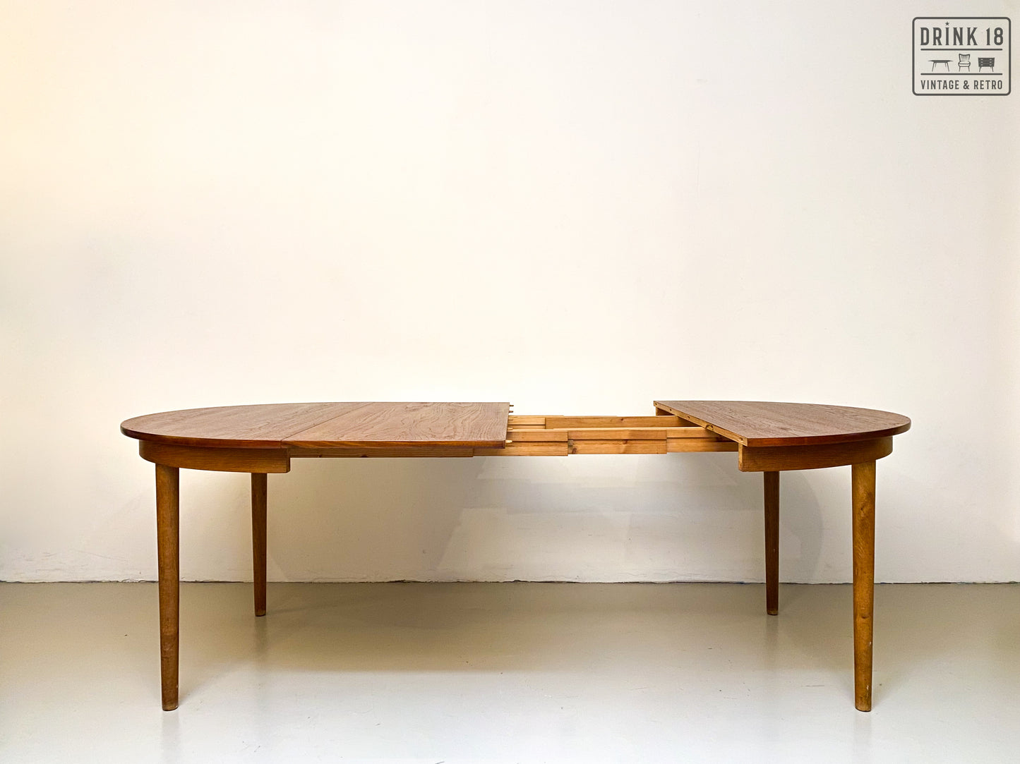 Vintage - Verlengbare ronde eettafel XXL
