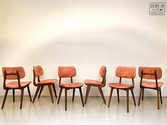Zes vintage eetkamerstoelen - Louis van Teeffelen