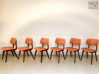 Zes vintage eetkamerstoelen - Louis van Teeffelen