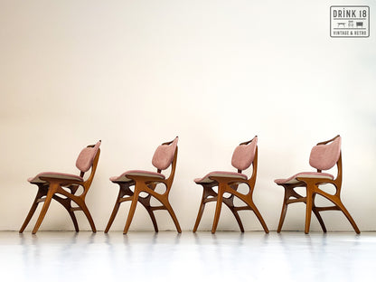 Set van Vier vintage eetkamerstoelen (oudroze) - Pynock Wierden