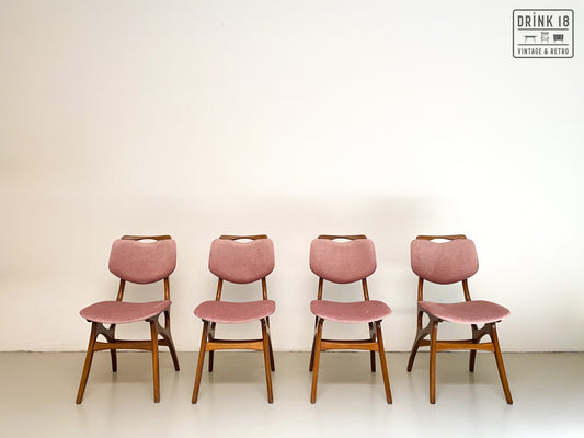 Set van Vier vintage eetkamerstoelen (oudroze) - Pynock Wierden