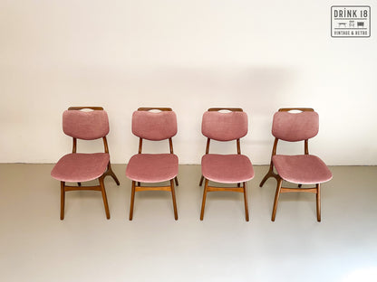 Set van Vier vintage eetkamerstoelen (oudroze) - Pynock Wierden