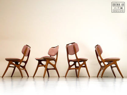 Set van Vier vintage eetkamerstoelen (oudroze) - Pynock Wierden