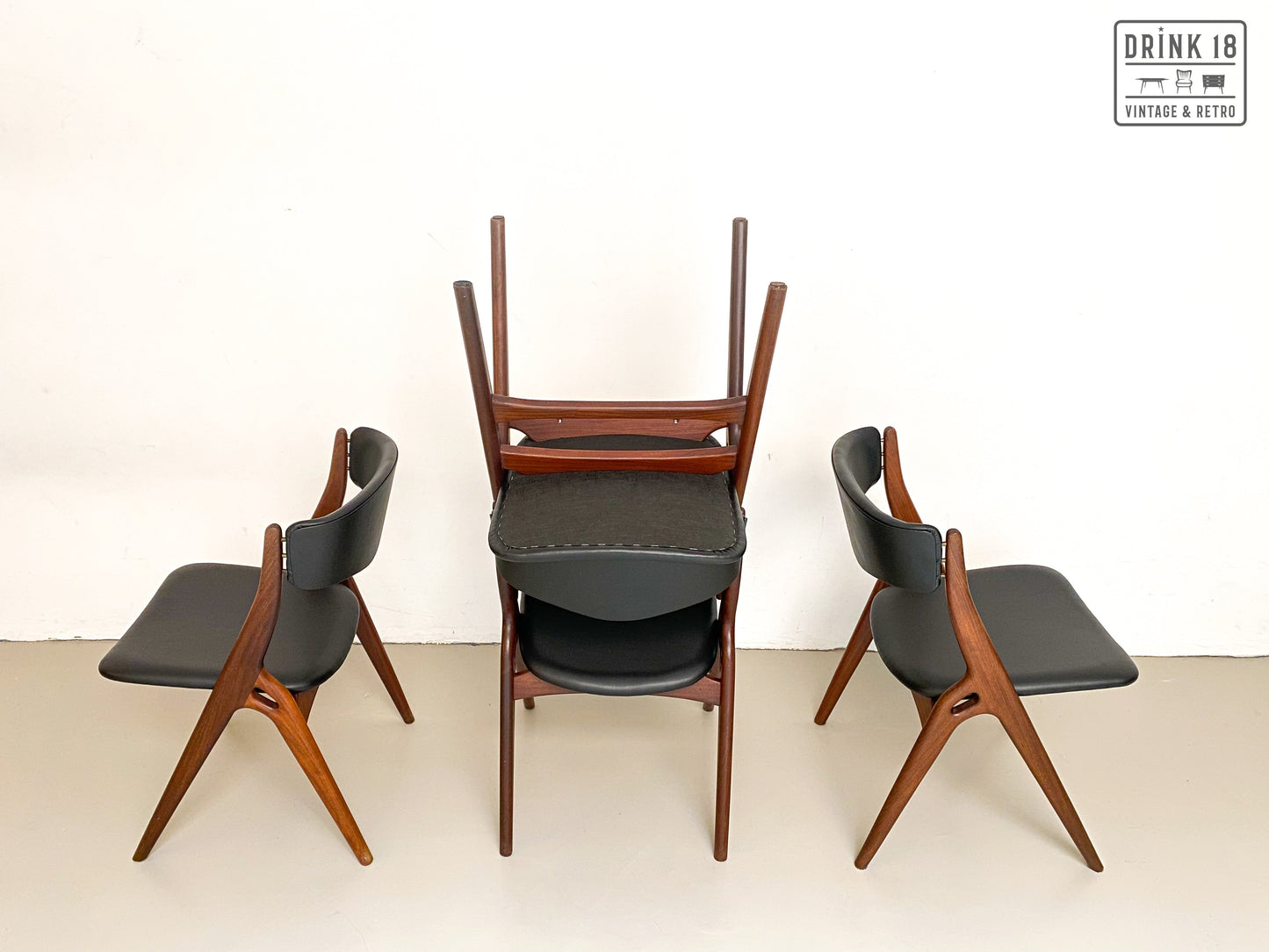 Vier vintage Aska stoelen - Louis van Teeffelen